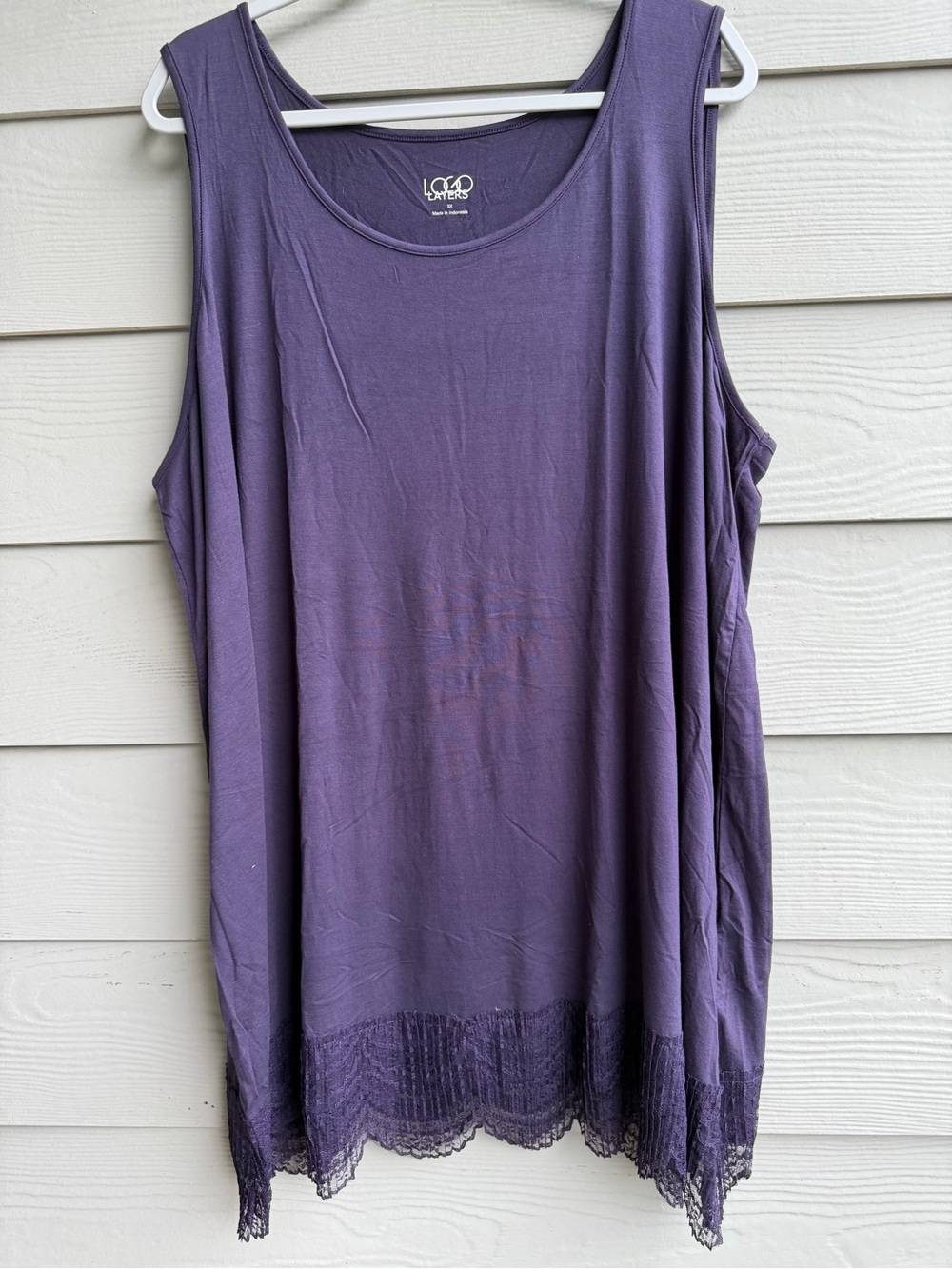 Logo layers Women's Purple Lace-Hem Sleeveless Tank Top